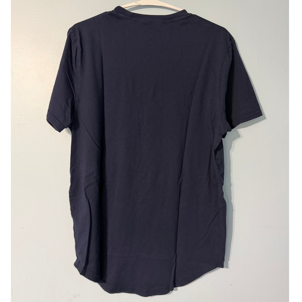 Hollister Men's L Curved Hem Tee Navy Blue Short Sleeve Logo Cotton 0730 - Picture 2 of 4